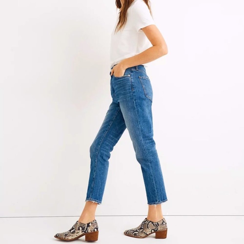 Madewell High Rise Slim Crop Boyjean in Lavern wash, 26T